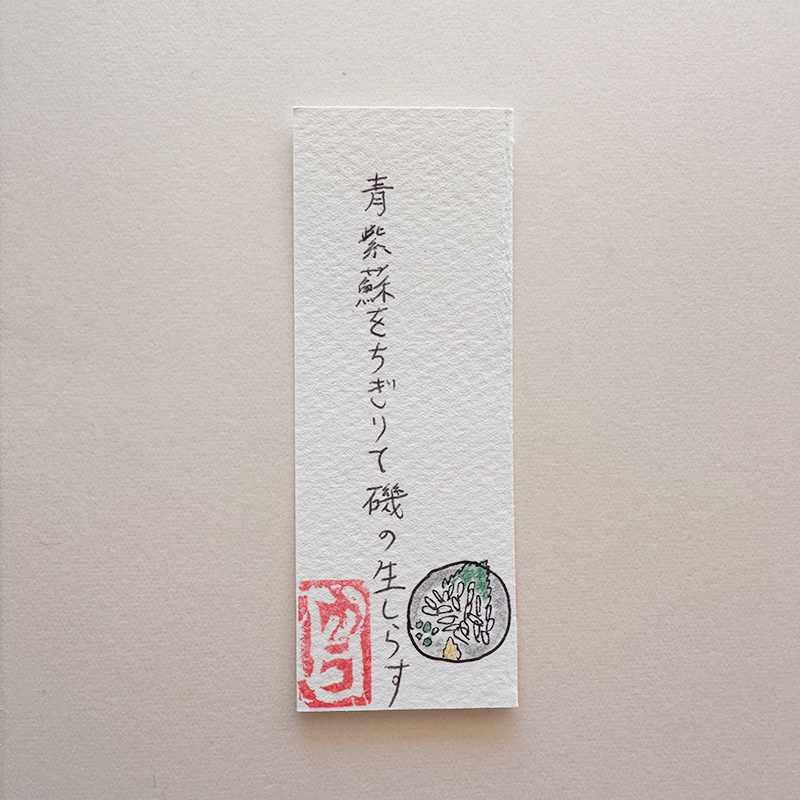 青紫蘇をちぎりて磯の生しらす